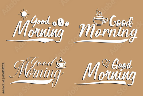 Hand drawn lettering phrase good morning for print, photo overlay, decor. Modern calligraphy slogan.