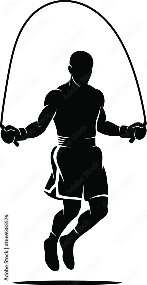 Obraz premium Dynamic athlete skipping rope for fitness and healthy lifestyle goals