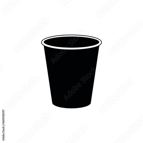 Black plastic cup icon illustration on a white background simple design