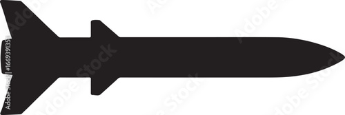 Missile silhouette vector illustration isolated on white background for weapon, military, and defense design.