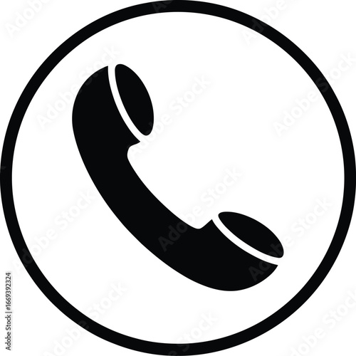 Black telephone handset icon communication contact