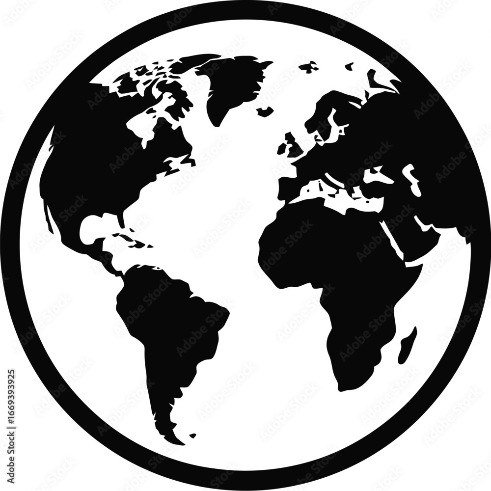 Obraz premium Black and white globe illustration earth world