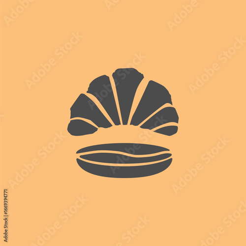 Coffee Bean with Croissant Logo