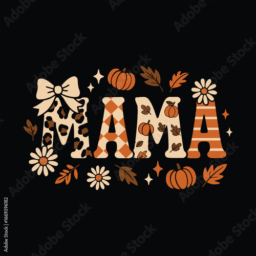 Fall Mama Pumpkin Leopard Design