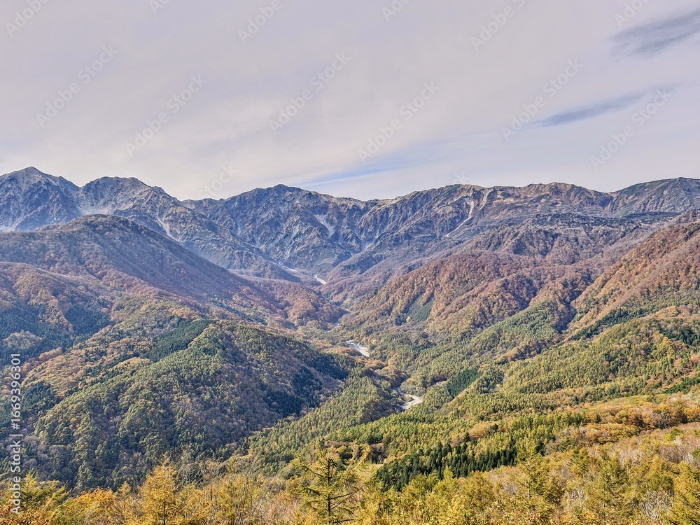 Fototapeta premium Hakuba Iwatake mountain resort Autumn 2024