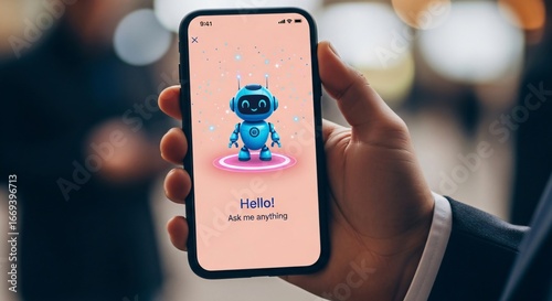 Ask anything to the friendly robot chatbot on smartphone app