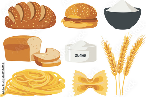 set of different kinds of bread