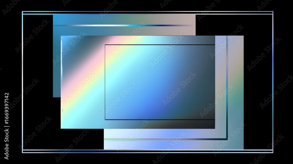 Fototapeta premium Overlapping rectangular forms in soft pastel gradients create an abstract composition, evoking a sense of depth and tranquility through layered color and minimalist design.