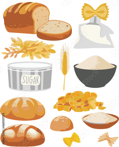 set of different kinds of bread