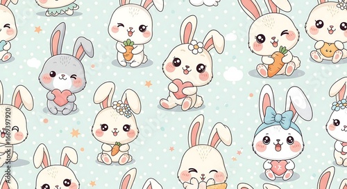 Cute Cartoon Bunnies Pattern Design