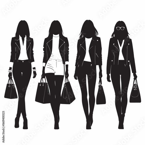 Shopping Girl Silhouette Vector Collection
