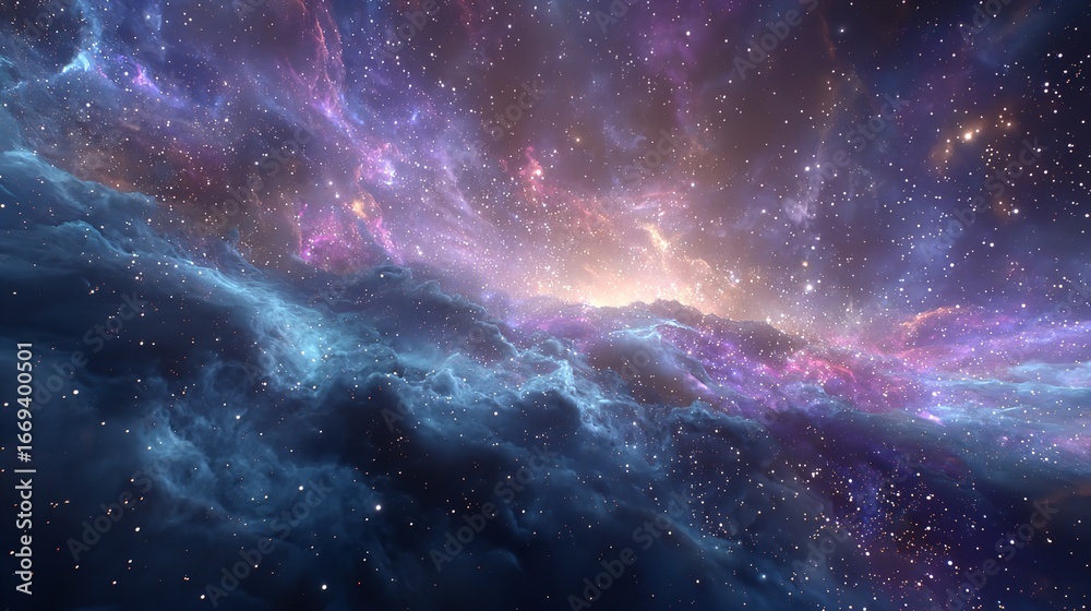 Fototapeta premium A breathtaking journey through the cosmos where nebulous clouds dance in ethereal colors with a