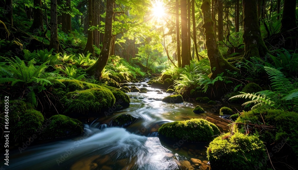 Obraz premium river in forest trees