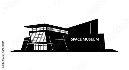 modern space museum building architectural design, silhouette, icon