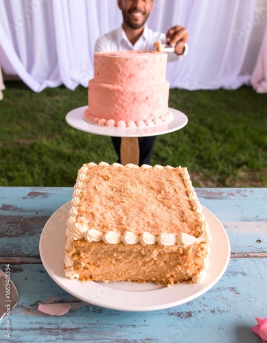 Two tiered cake and rectangular cake