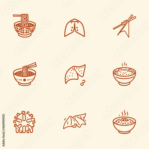 Set of icons of food