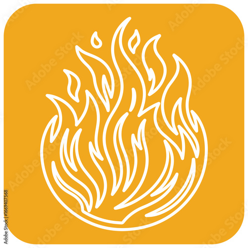 Burning fire vector icon design, hot flames illustration, wildfire danger symbol sign