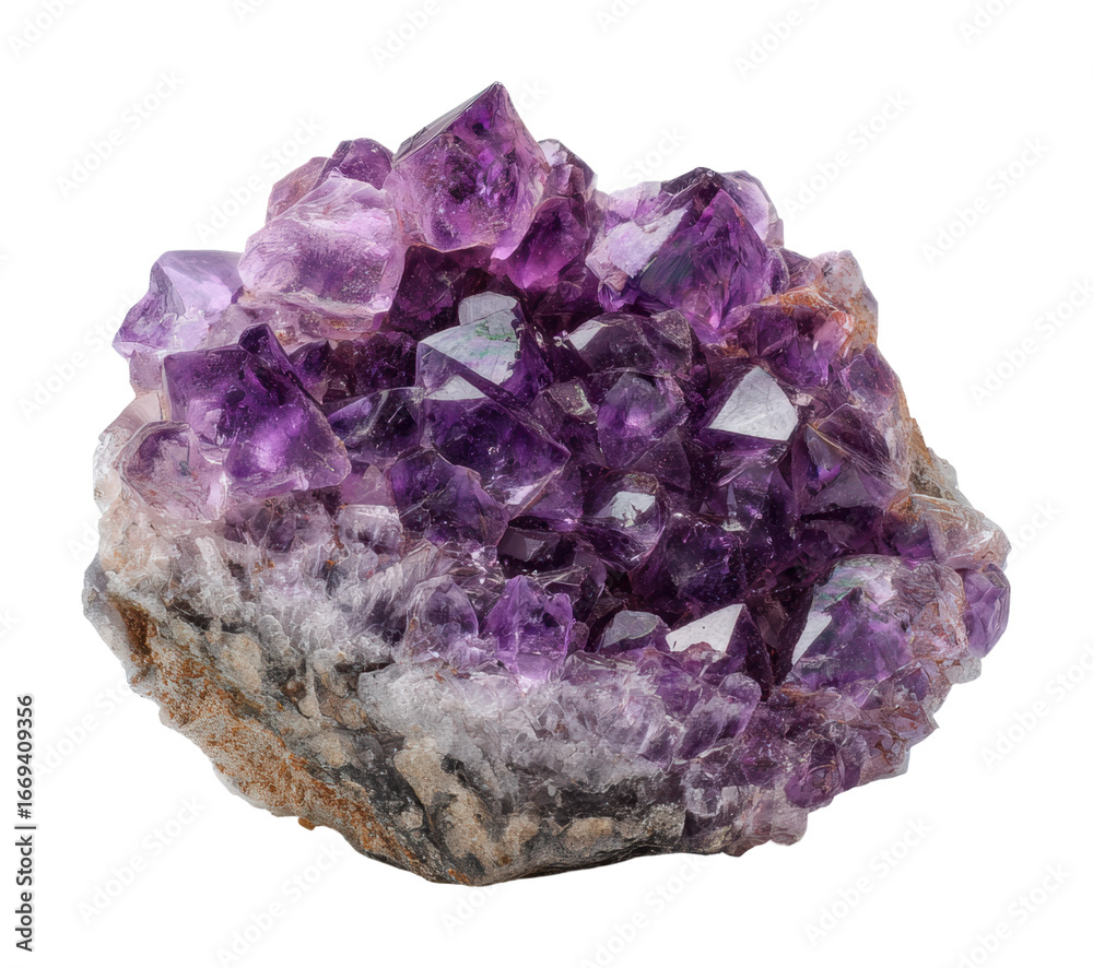 Fototapeta premium Amethyst crystal formation nature mineral collection beauty isolated on transparent background