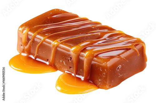 Delicious chocolate caramel bar candy store food isolated on transparent background