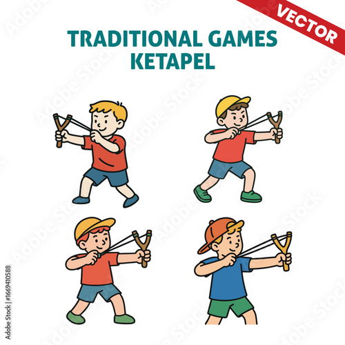 Traditional Games Ketapel – A Child Playing with a Slingshot