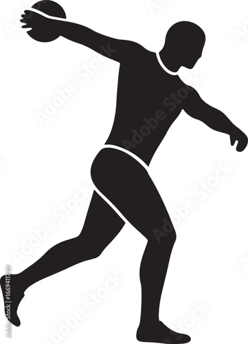 Athletic man throwing discus in a dynamic silhouette pose
