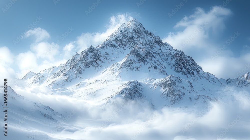 Fototapeta premium Snowy mountain range landscape
