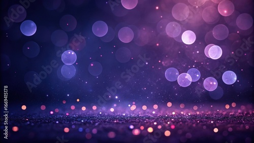 Soft bokeh lights blur background purple blue glowing festive ambiance abstract display
