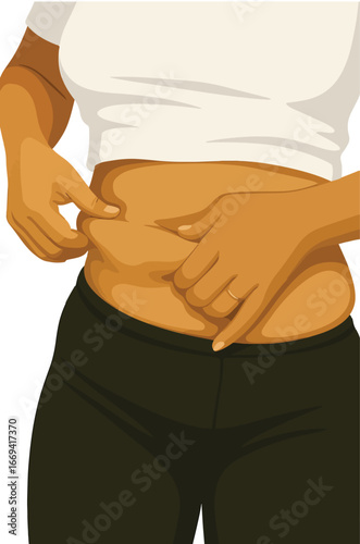 Woman Pinching Her Belly Fat
