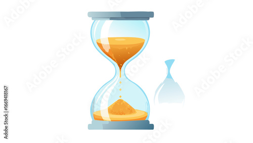 Hourglass with flowing sand, a classic symbol of time, deadlines, and the passage of moments in a vintage style