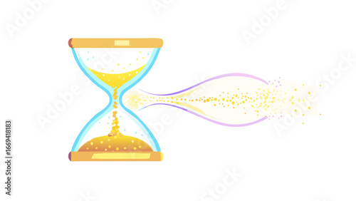 Illustration of an hourglass with sand flowing, , symbolizing the passage of time and the concept of deadlines and urgency