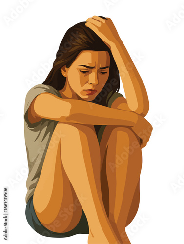 Depressed Woman Crying Alone