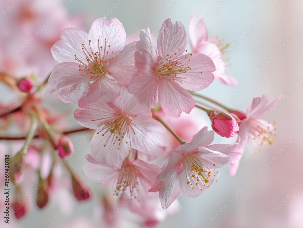 Fototapeta premium Delicate Pink Cherry Blossoms in Soft Focus