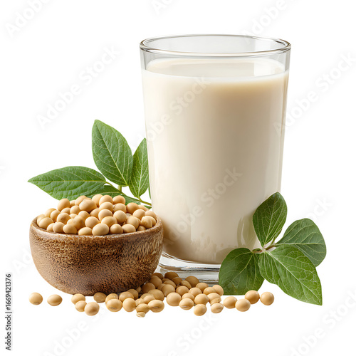 Plant-based protein soy milk and soy beans png