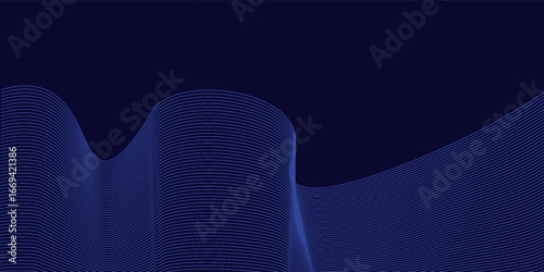 Dark blue background with wavy lines. The background is sleek and modern, featuring a smooth, dark blue texture. Modern wavy line pattern background. Blue background vector.