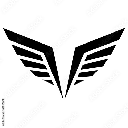 Minimalist wingsuit logo in black and white