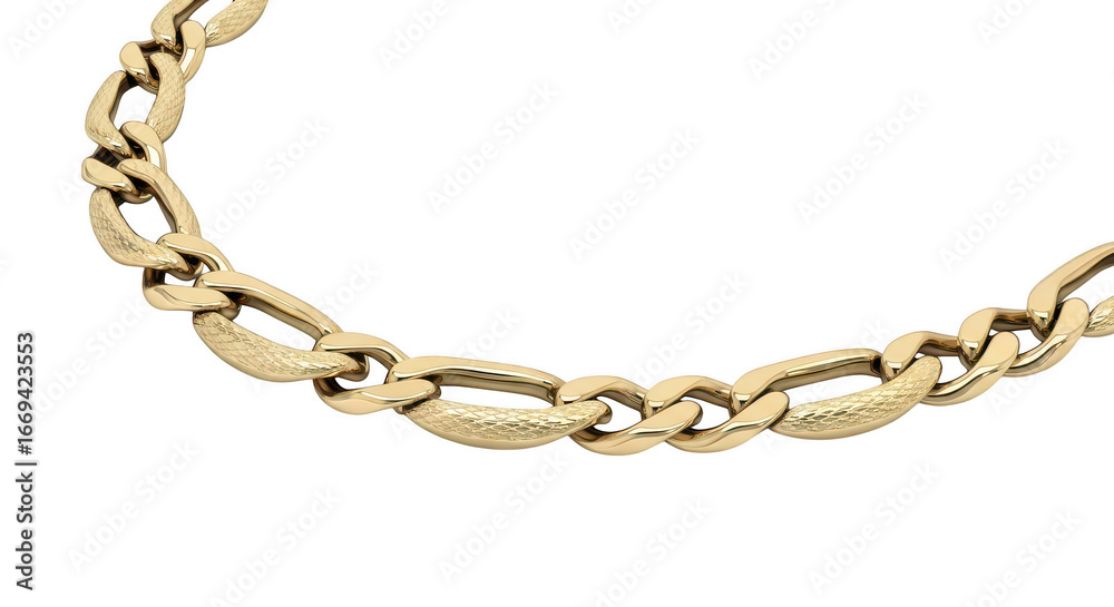 Obraz premium Close-up view of a thick gold chain with oval and circular links showcasing intricate craftsmanship and luxurious shine transparent background