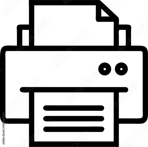 Modern printer icon with paper and printing machine elements