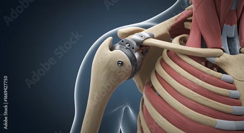 Shoulder joint replacement prosthesis illustration