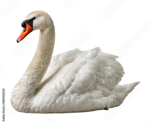 Fototapeta Naklejka Na Ścianę i Meble -  Elegant swan in nature wildlife serene environment isolated on transparent background