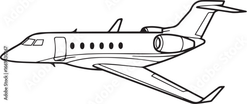 Sleek private jet illustration ready for takeoff, symbolizing luxury travel and corporate aviation, perfect for marketing and design projects, originally vector