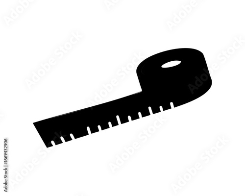 Black and white drawing of a measuring tape for crafts and home improvement