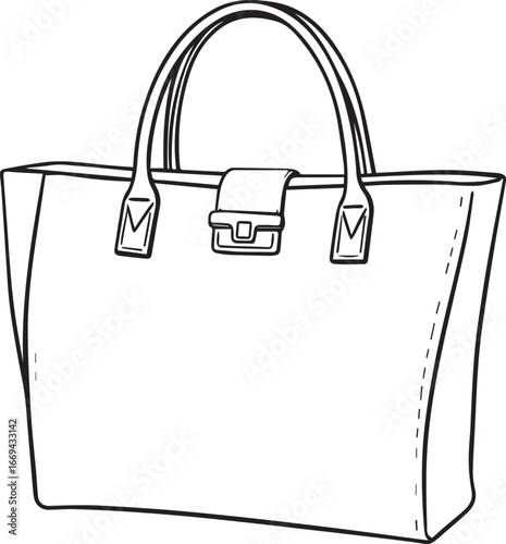 Chic and stylish tote bag drawing for fashion design projects, perfect for branding and marketing materials, ideal for e-commerce and retail promotions