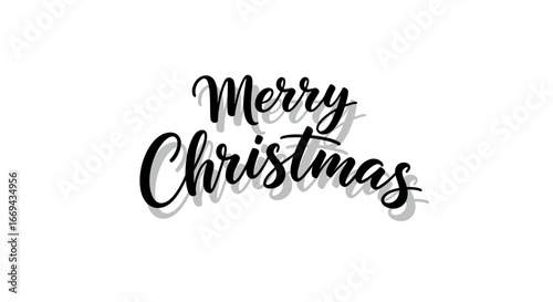 Elegant Merry Christmas calligraphy design with shadow effect, perfect for holiday greetings, cards, and festive marketing materials