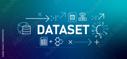 Dataset conceptual banner illustration concept collection of data to train machine learning models and AI artificial intelligence systems clean organized data for input