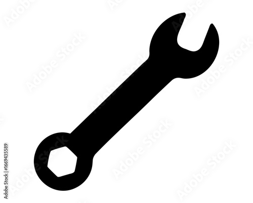 Black silhouette image of a double ended wrench on a white background