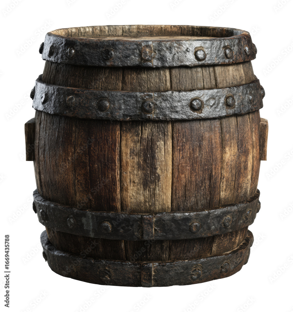 Fototapeta premium Crafting a rustic barrel workshop woodwork artistry isolated on transparent background