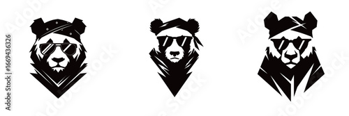 Three bold bear designs showcase unique styles with sunglasses and various accessories. The art emphasizes fierce yet playful character traits, suitable for contemporary artwork.