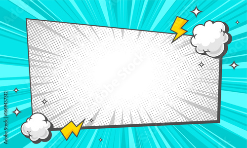 Blank comic frame background for template, thumbnail, social media post with clank space for text or image