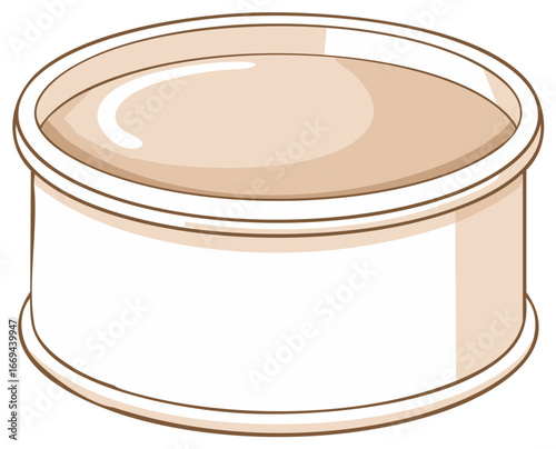 Cartoon illustration of a beige food can, isolated