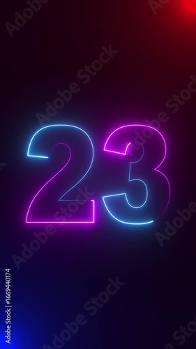 Wallpaper Mural Purple and blue neon number 23 glowing on a black background. Vibrant purple and Blue Neon Number 23 Glowing in Darkness twenty three numeral. Torontodigital.ca